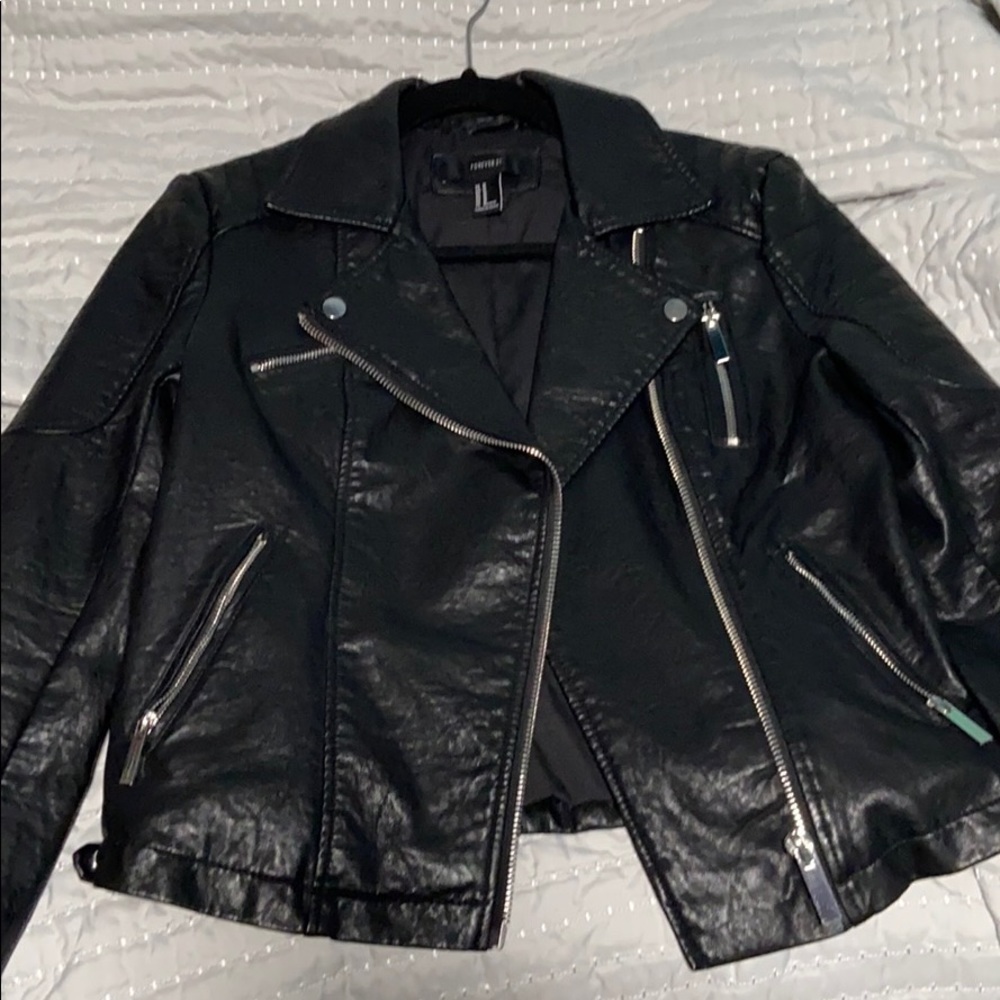 Faux black leather jacket